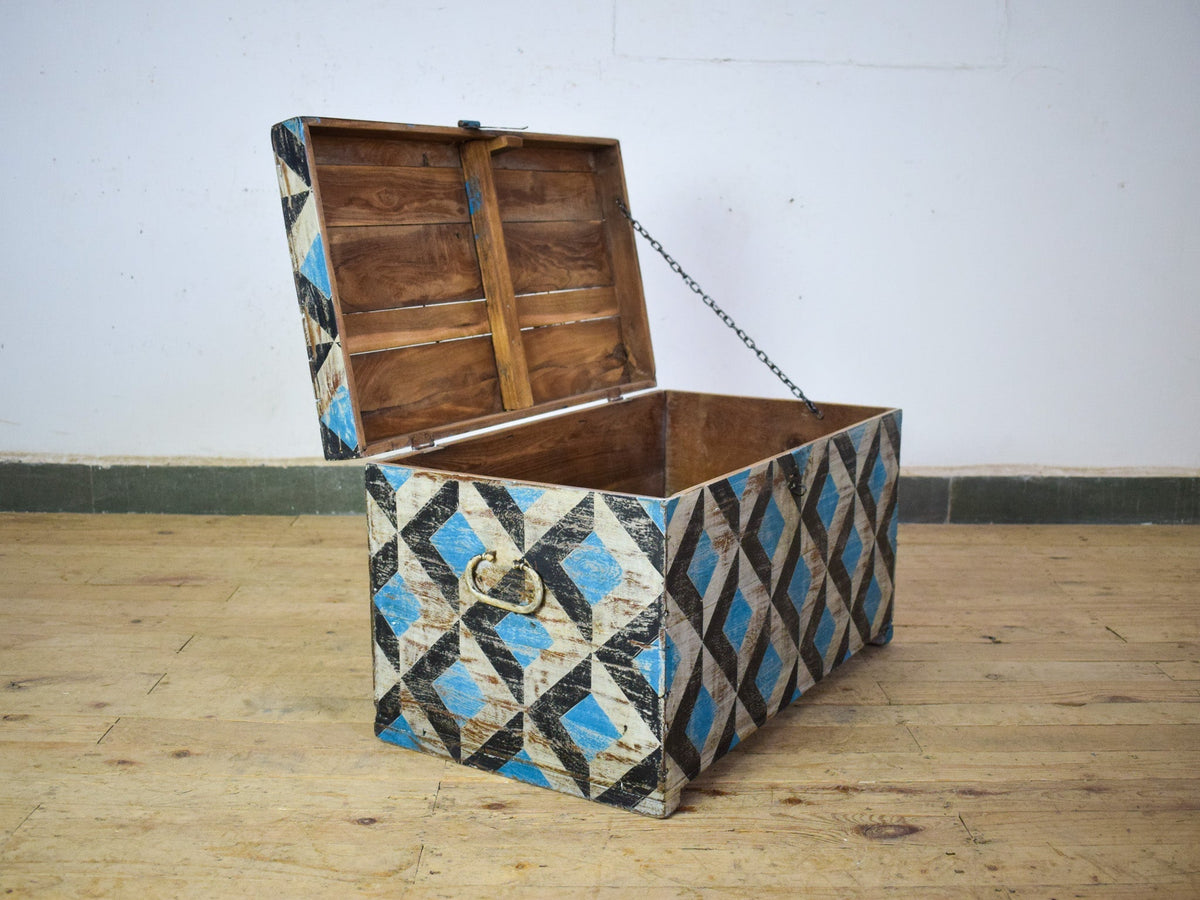Hand Painted Vintage Chest Trunk Box