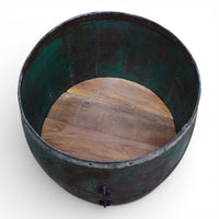 Vintage Metal Planter On Wooden Stand