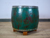 Vintage Metal Planter On Wooden Stand