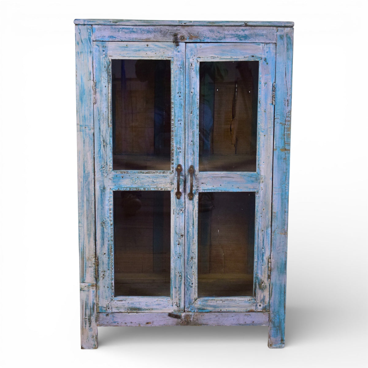 Vintage Worn Painted Rustic Cupboard Cabinet