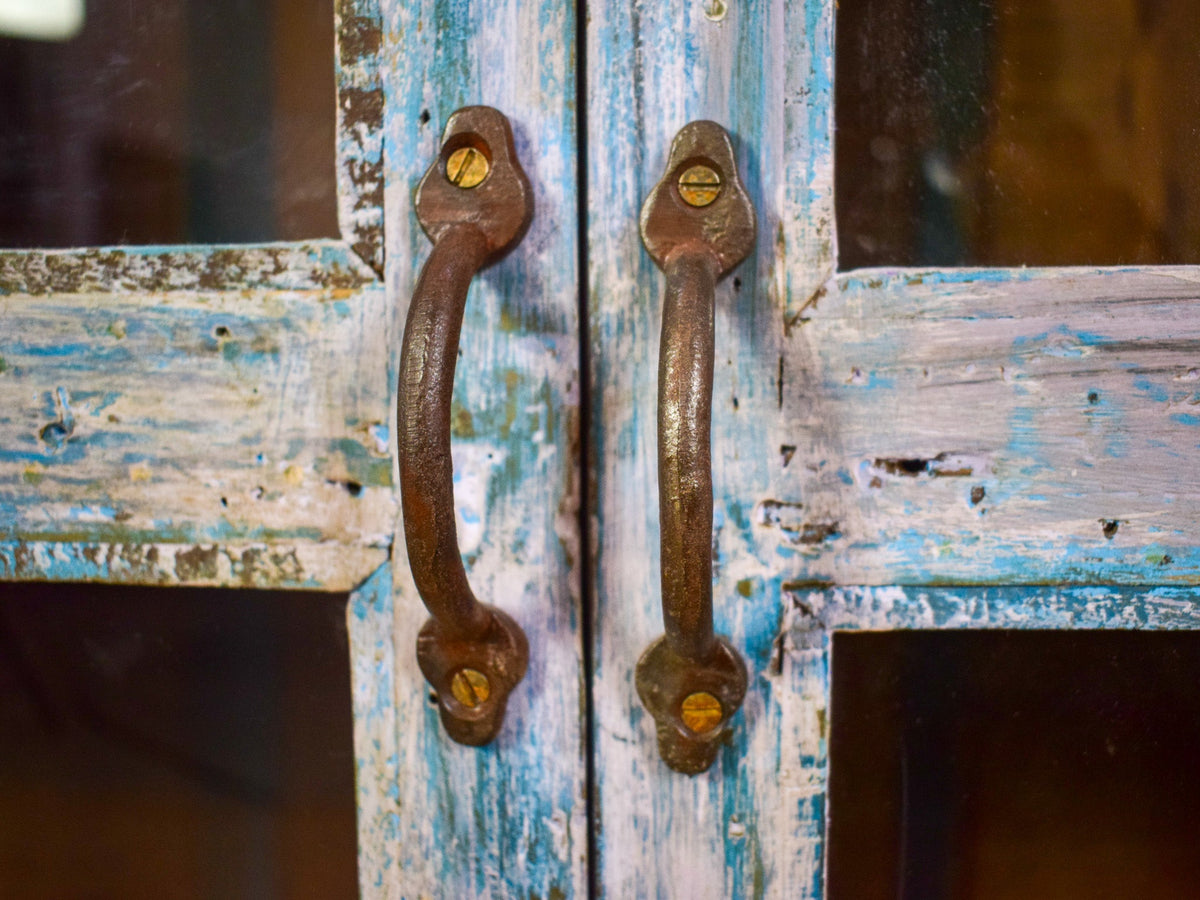 Vintage Worn Painted Rustic Cupboard Cabinet