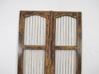 Pair of XL Antique Vintage Indian Wooden Iron Jali Doors Shutters