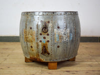 Vintage Metal Planter On Wooden Stand