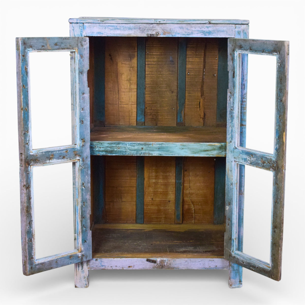 Vintage Worn Painted Rustic Cupboard Cabinet