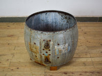 Vintage Metal Planter On Wooden Stand