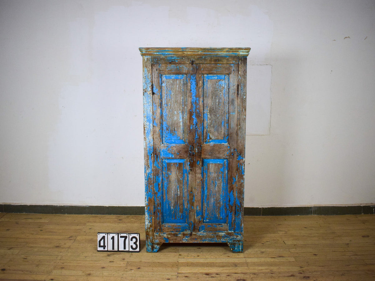 Vintage Rustic Wooden Worn Painted Cupboard Cabinet