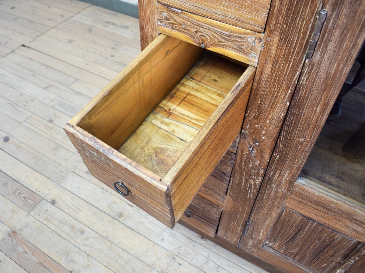 Vintage Indian Rustic Hardwood Sideboard Cupboard Drawers Storage