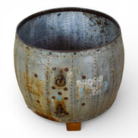 Vintage Metal Planter On Wooden Stand