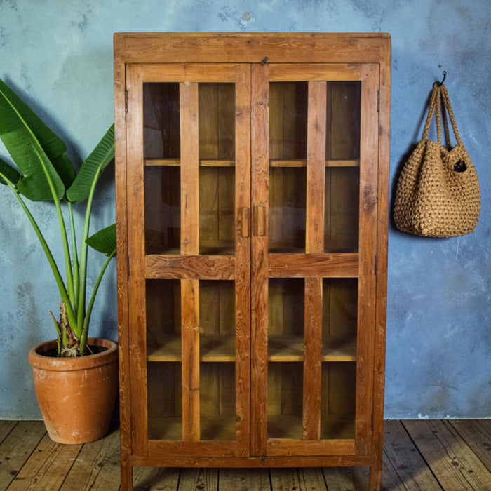 Vintage Wooden Housekeepers Rustic Cupboard Cabinet