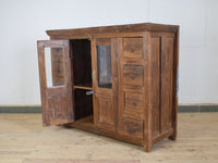 Vintage Indian Rustic Hardwood Sideboard Cupboard Drawers Storage