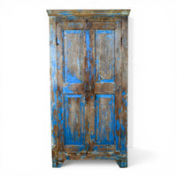 Vintage Rustic Wooden Worn Painted Cupboard Cabinet