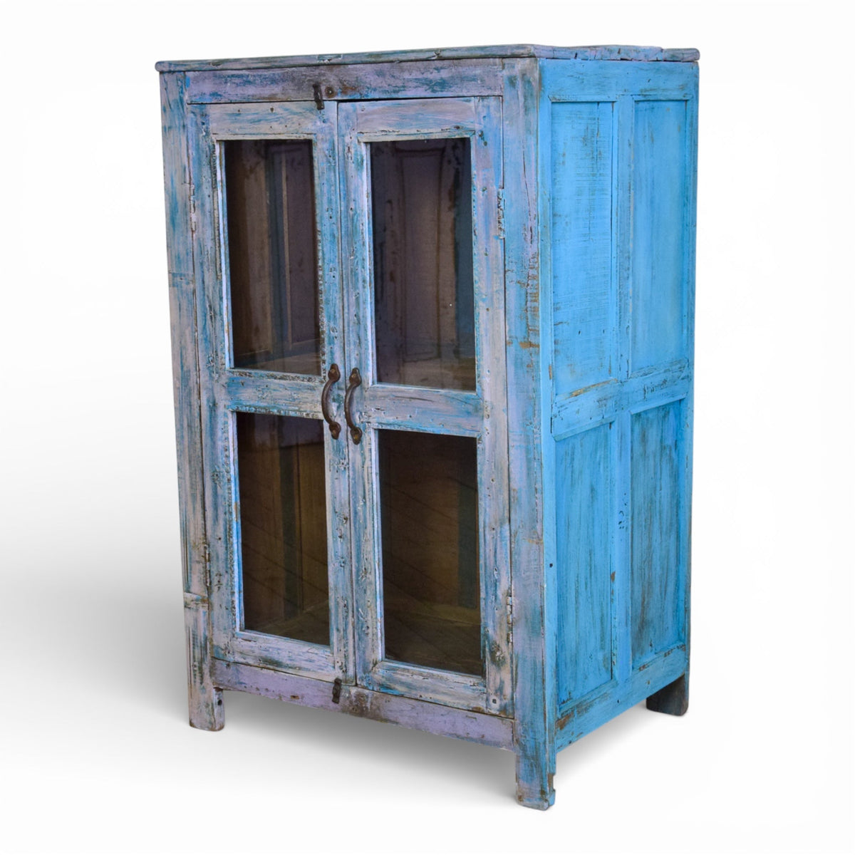 Vintage Worn Painted Rustic Cupboard Cabinet