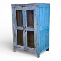 Vintage Worn Painted Rustic Cupboard Cabinet