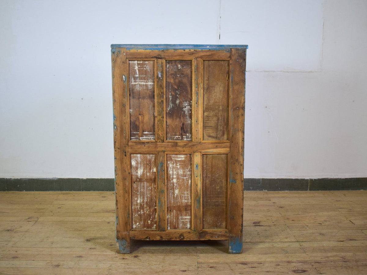 Vintage Worn Painted Rustic Cupboard Cabinet