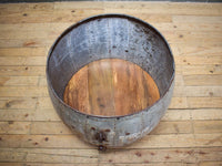 Vintage Metal Planter On Wooden Stand