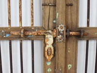 Pair of XL Antique Vintage Indian Wooden Iron Jali Doors Shutters