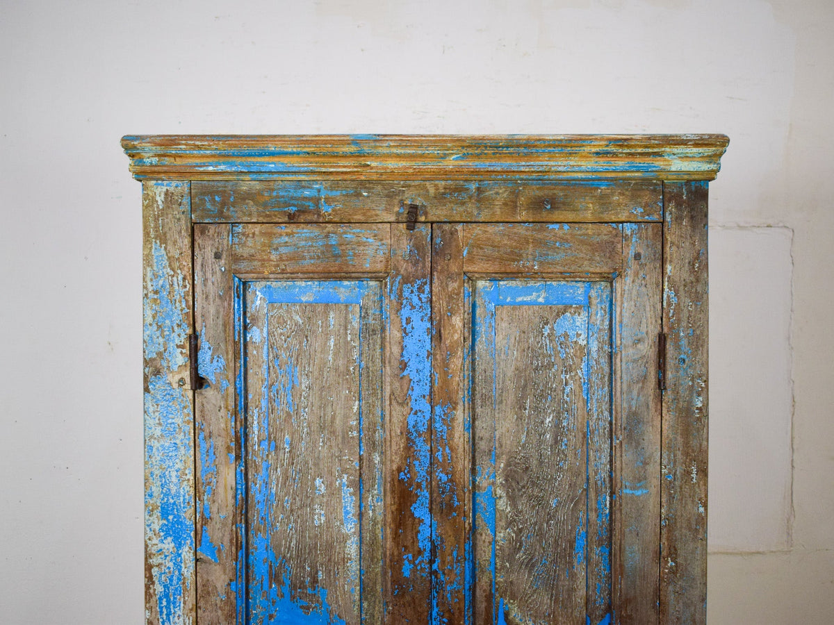 Vintage Rustic Wooden Worn Painted Cupboard Cabinet