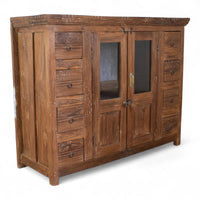 Vintage Indian Rustic Hardwood Sideboard Cupboard Drawers Storage
