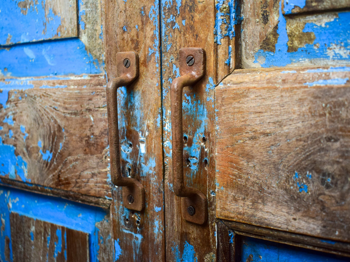 Vintage Rustic Wooden Worn Painted Cupboard Cabinet