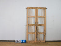 Pair of XL Antique Vintage Indian Wooden Iron Jali Doors Shutters