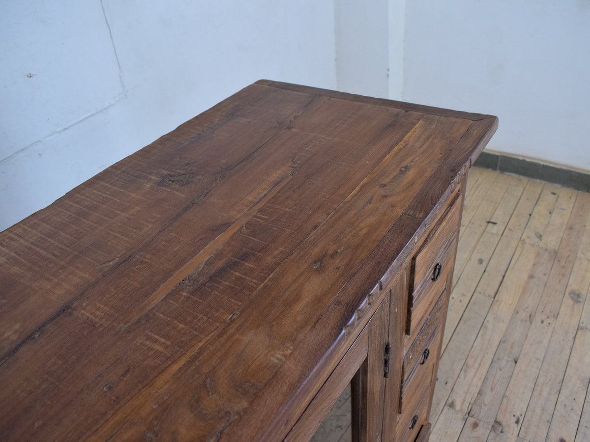 Vintage Indian Rustic Hardwood Sideboard Cupboard Drawers Storage