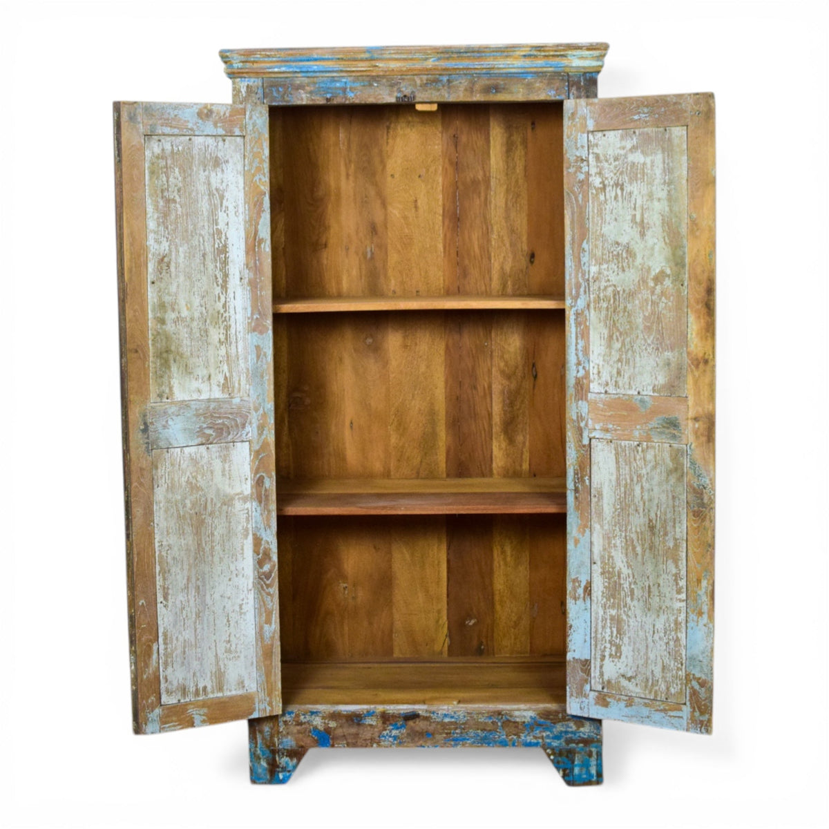 Vintage Rustic Wooden Worn Painted Cupboard Cabinet