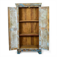 Vintage Rustic Wooden Worn Painted Cupboard Cabinet