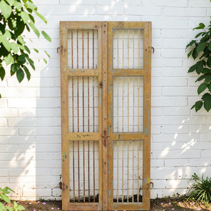 Pair of Antique Vintage Indian Doors Shutters