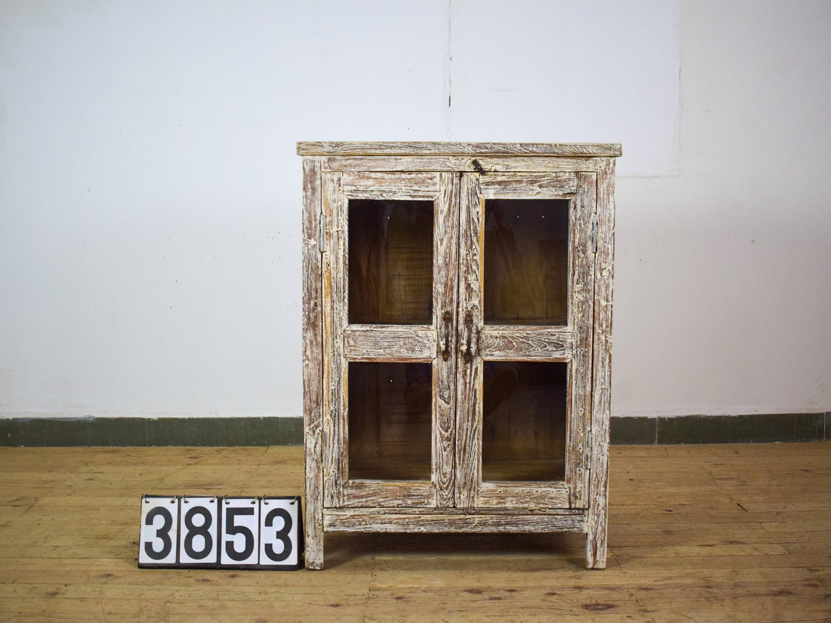 Vintage Worn Painted Rustic Cupboard Cabinet