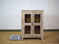 Vintage Worn Painted Rustic Cupboard Cabinet