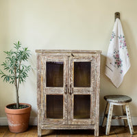 Vintage Worn Painted Rustic Cupboard Cabinet