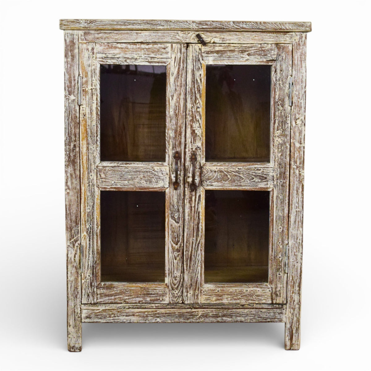 Vintage Worn Painted Rustic Cupboard Cabinet