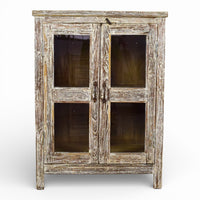 Vintage Worn Painted Rustic Cupboard Cabinet