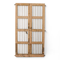 Pair of XL Antique Vintage Indian Wooden Iron Jali Doors Shutters