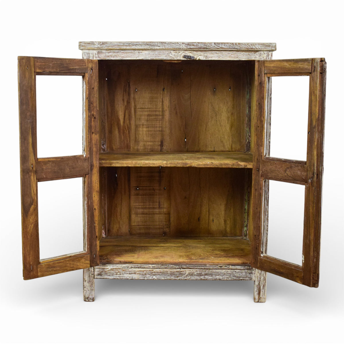 Vintage Worn Painted Rustic Cupboard Cabinet