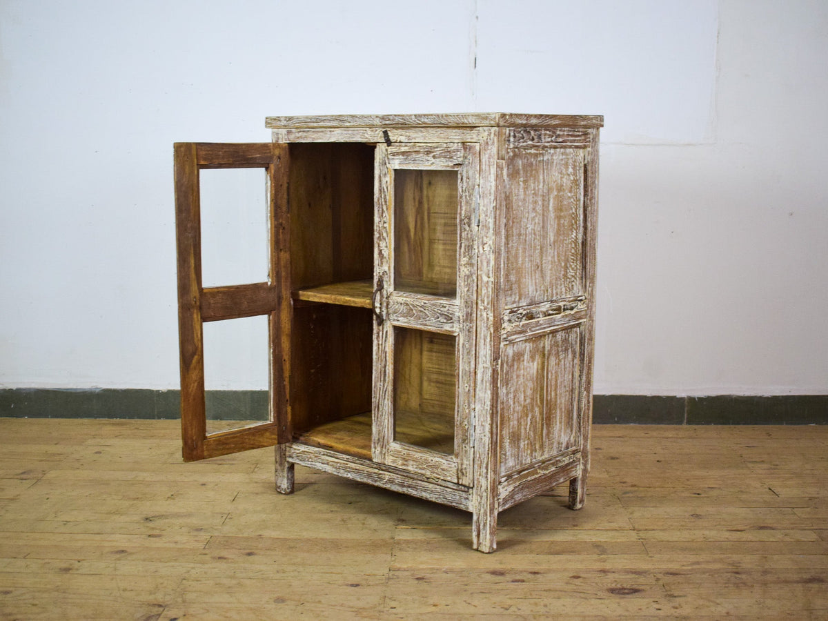 Vintage Worn Painted Rustic Cupboard Cabinet