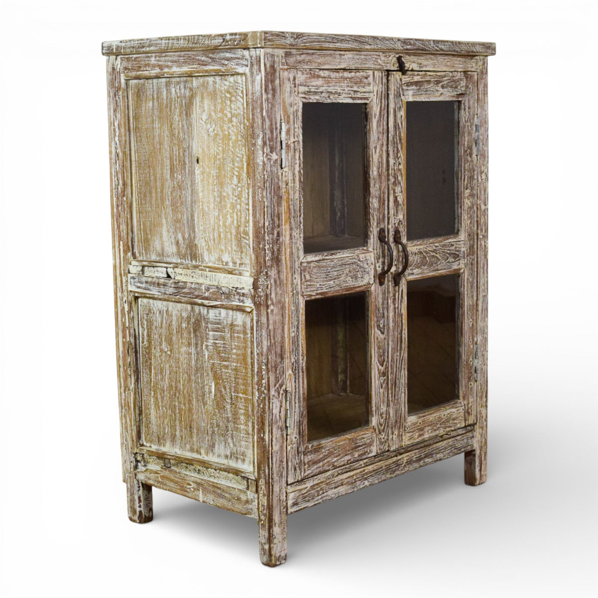 Vintage Worn Painted Rustic Cupboard Cabinet