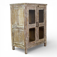 Vintage Worn Painted Rustic Cupboard Cabinet