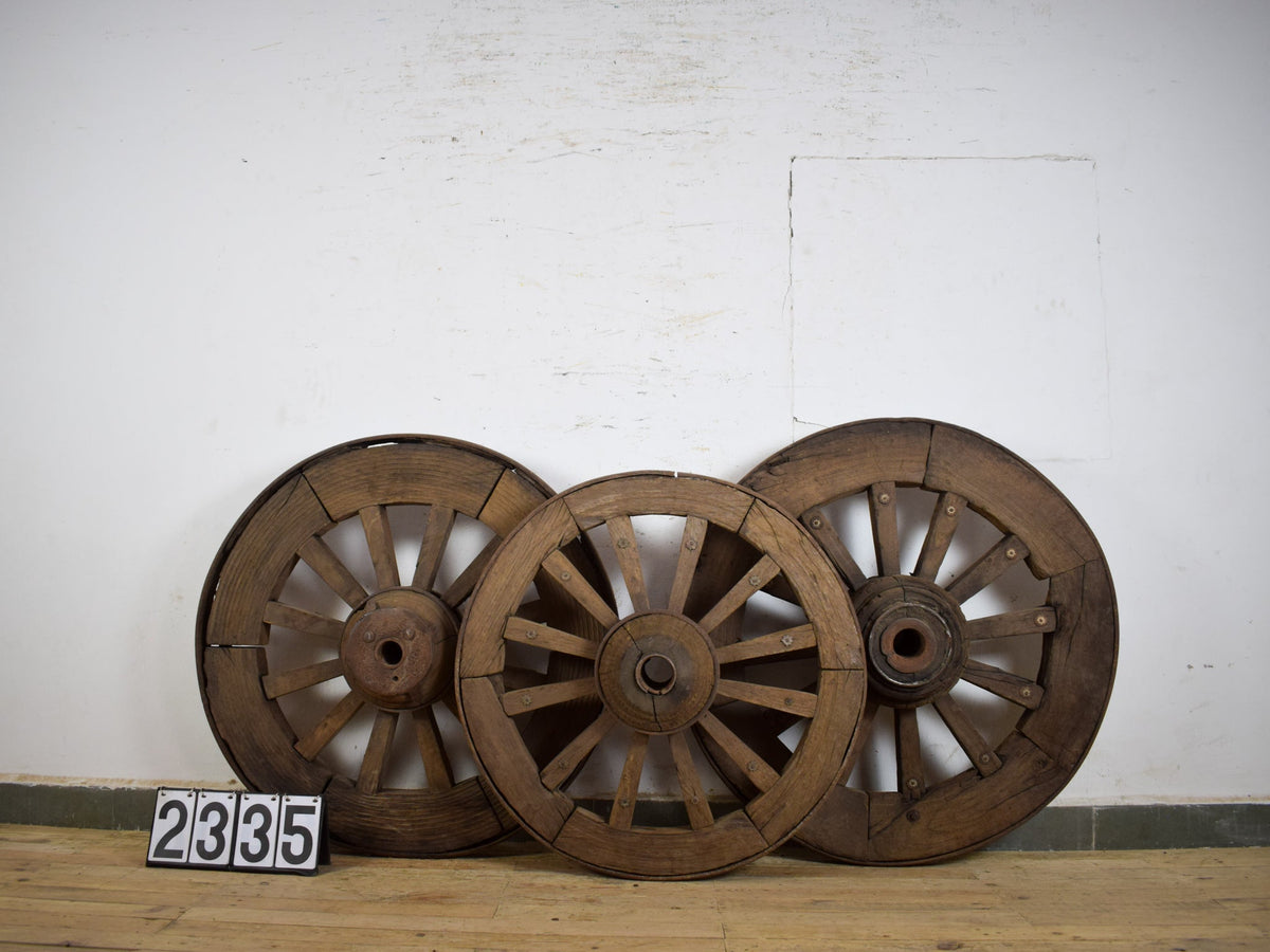 Old Antique Original Wooden Cart Wheel Garden Display