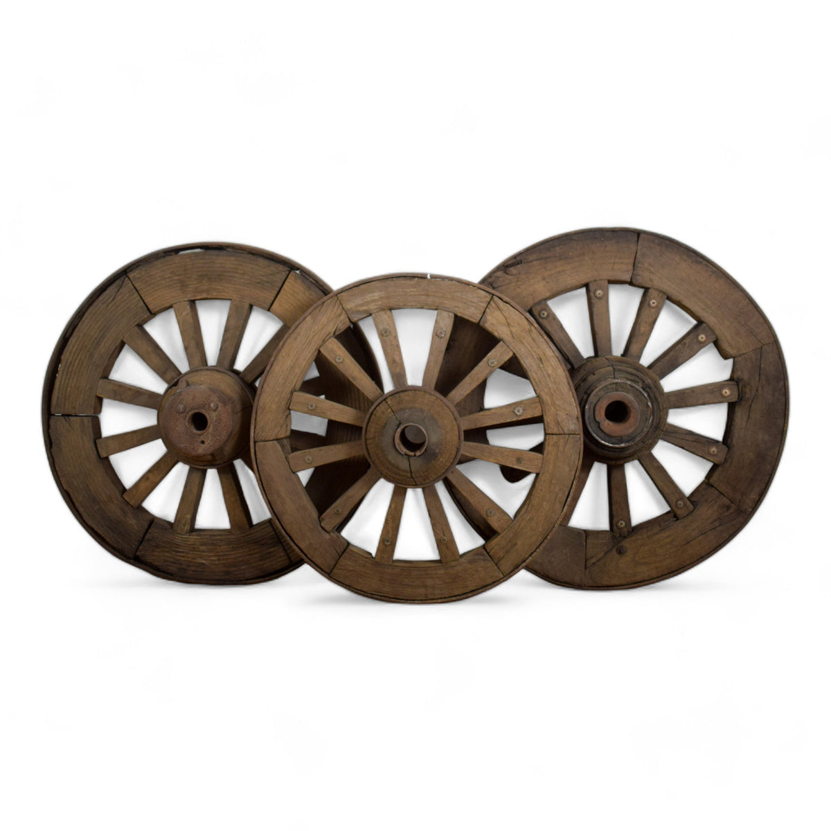 Old Antique Original Wooden Cart Wheel Garden Display