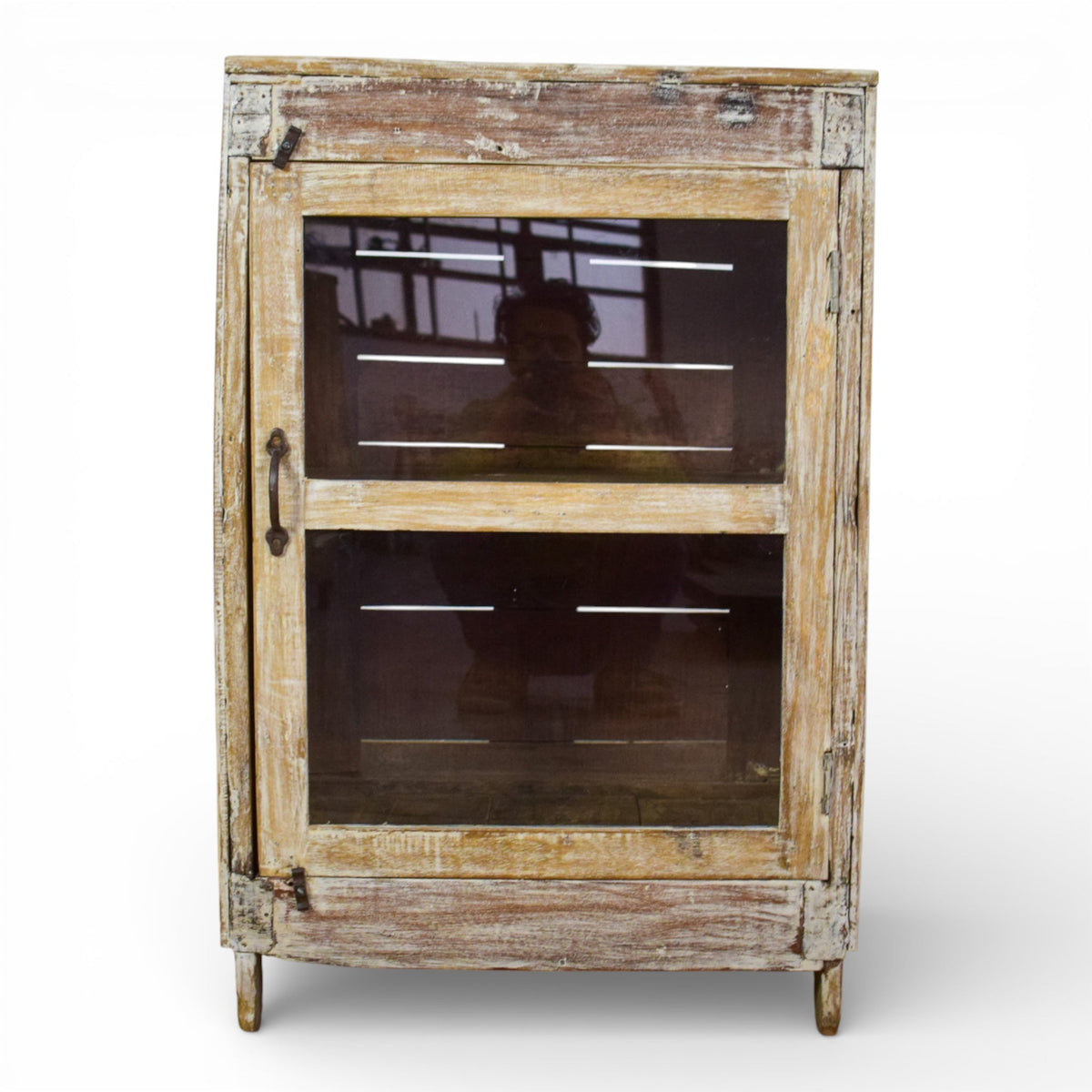 Vintage Worn Painted Rustic Cupboard Cabinet