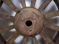 Old Antique Original Wooden Cart Wheel Garden Display