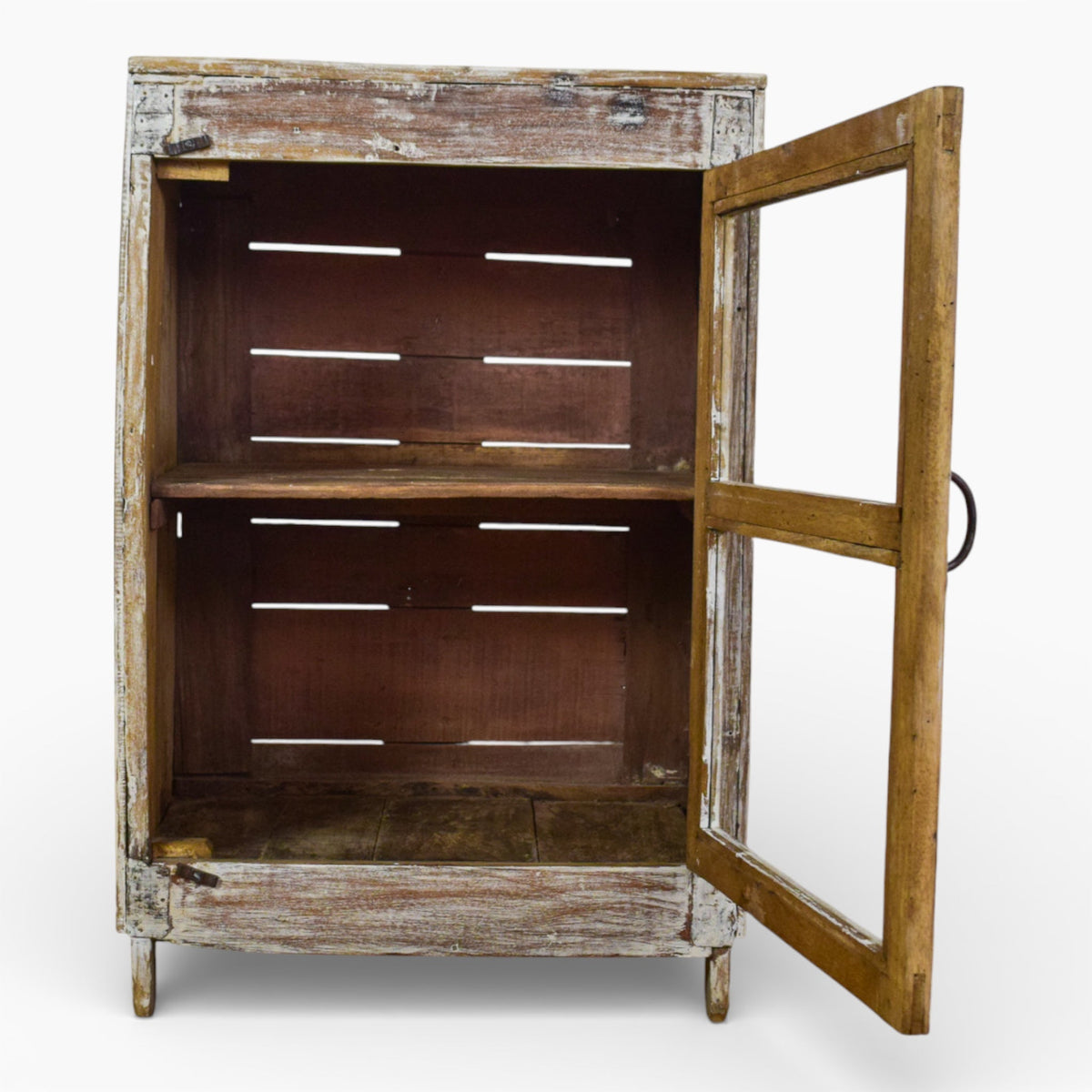 Vintage Worn Painted Rustic Cupboard Cabinet