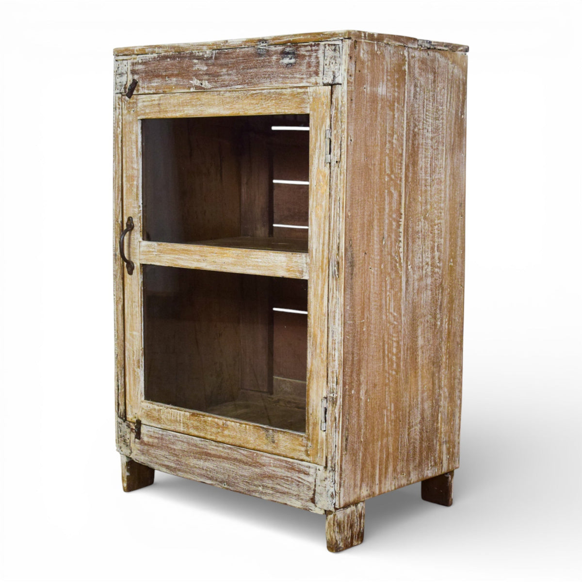 Vintage Worn Painted Rustic Cupboard Cabinet