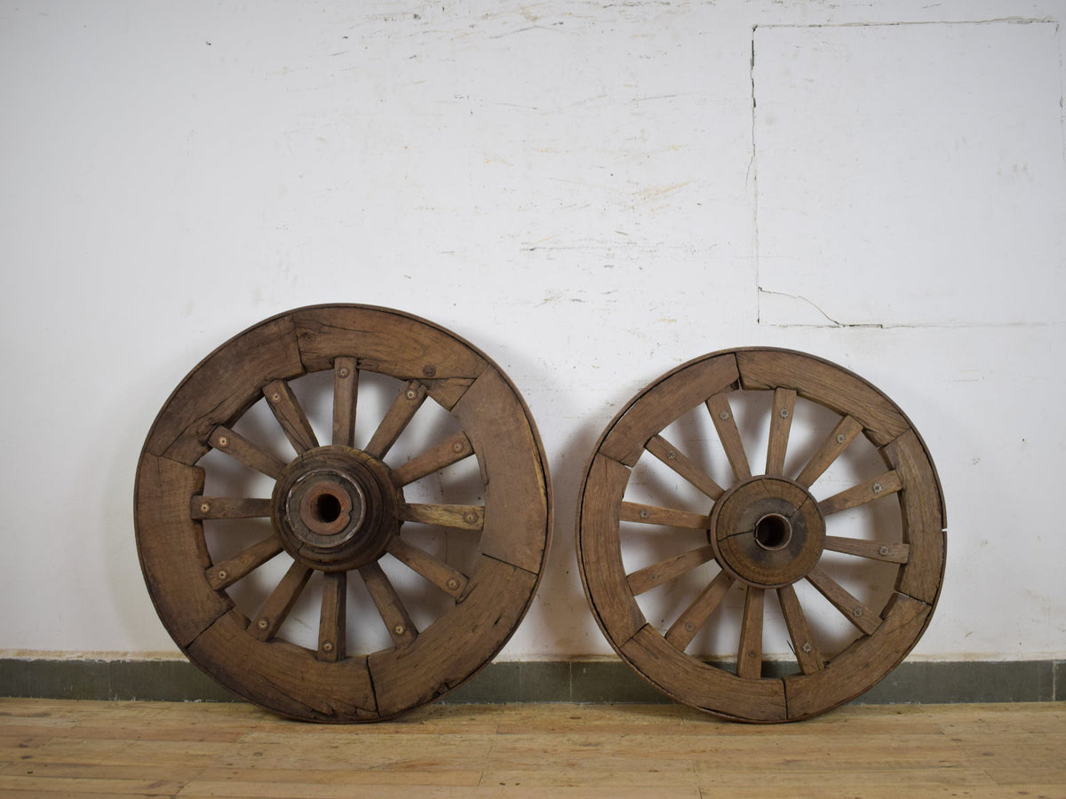 Old Antique Original Wooden Cart Wheel Garden Display
