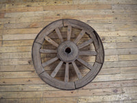 Old Antique Original Wooden Cart Wheel Garden Display