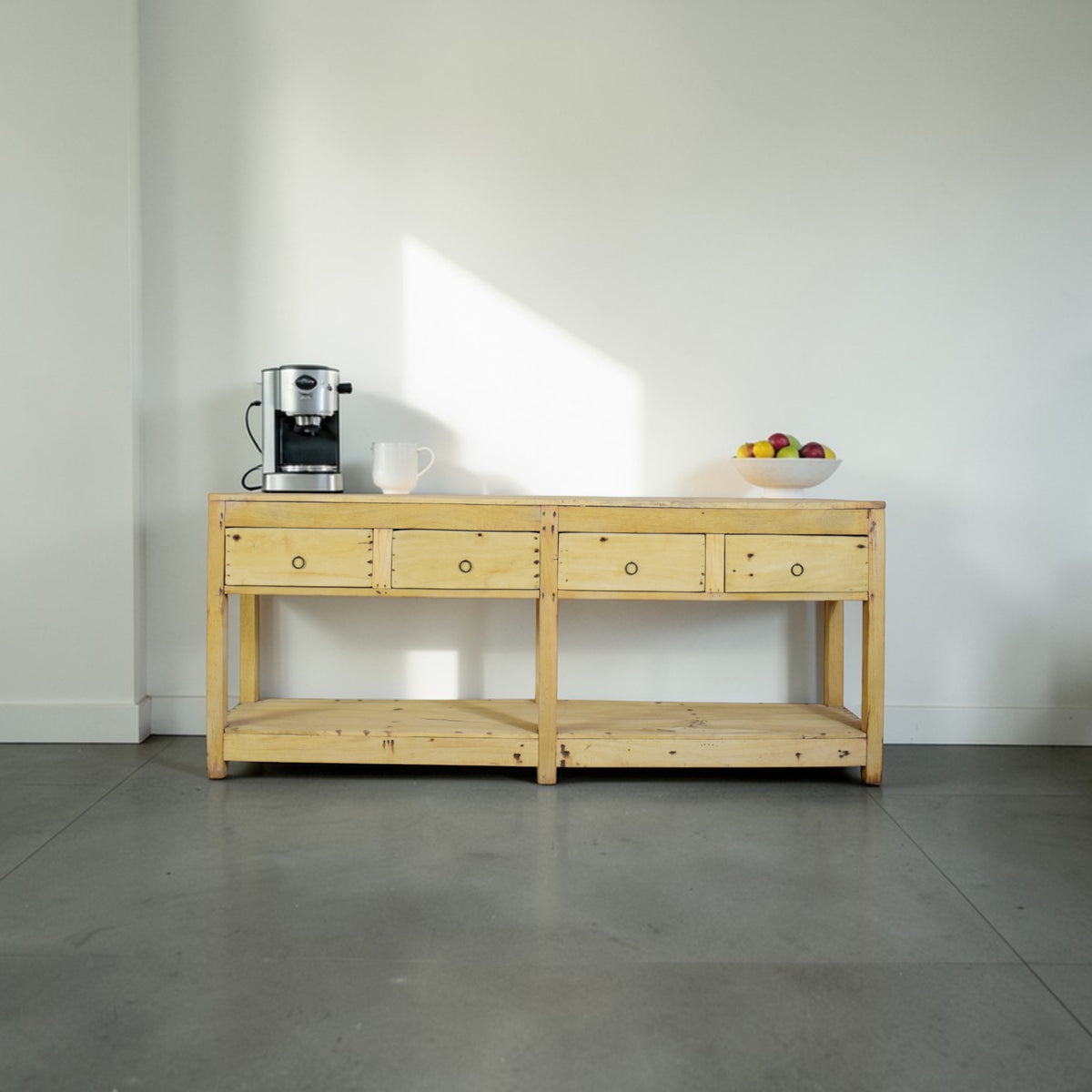 Vintage Rustic Bleached Wood Cupboard Cabinet Sideboard Console