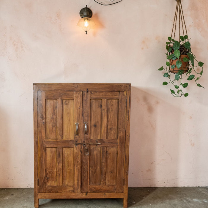 Vintage Rustic Teak Wood Fitted Interior Cupboard Cabinet Storage
