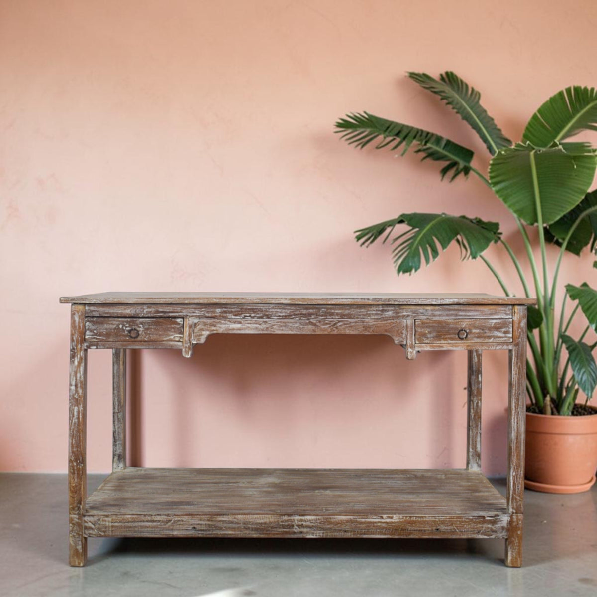 Large Vintage Wooden Sideboard Kitchen Island Display Table