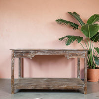 Large Vintage Wooden Sideboard Kitchen Island Display Table